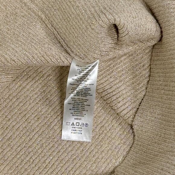 Ann Taylor Light Golden Metallic Sweater Top with Button Wrist Details - Picture 8 of 9